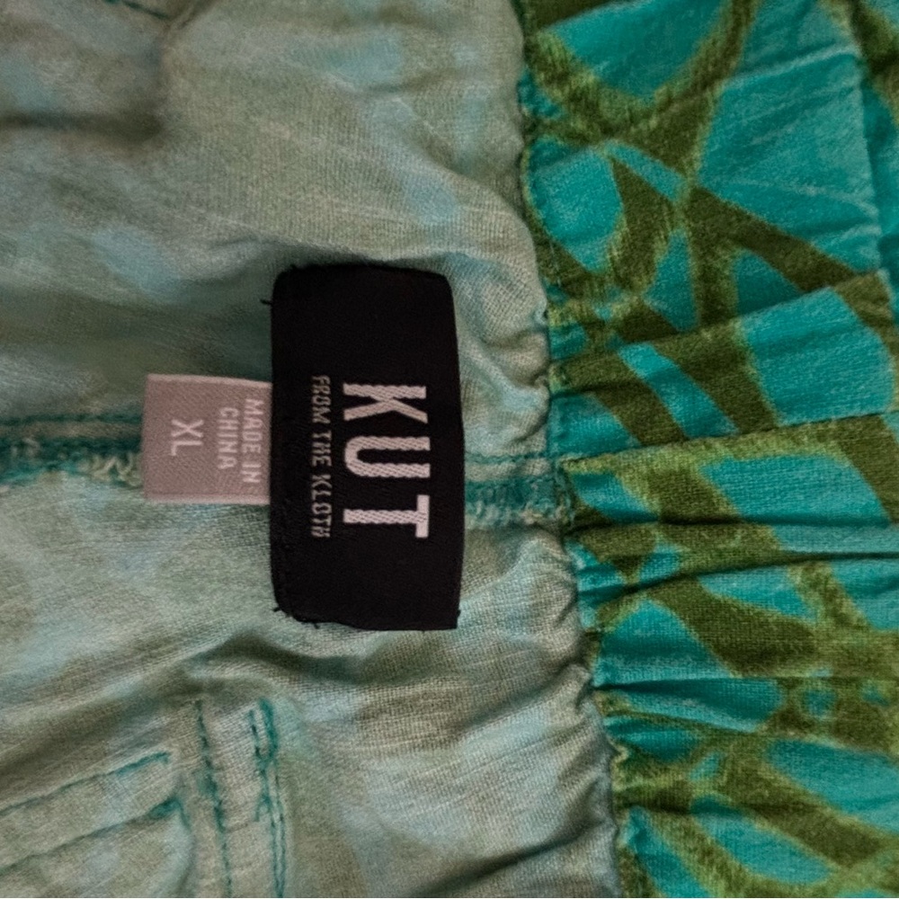 Kut from the Kloth Teal and Green Patterned Shorts - Picture 3 of 5